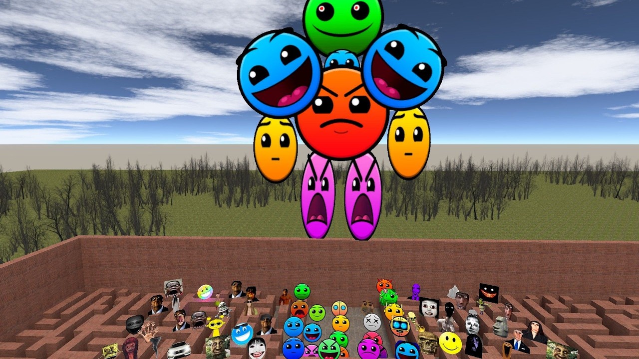 Lobotomi Dash Amogus Jugller Selene Cockroach Obunga And Others In Bigmaze Nextbot gmod #nextbotgmod