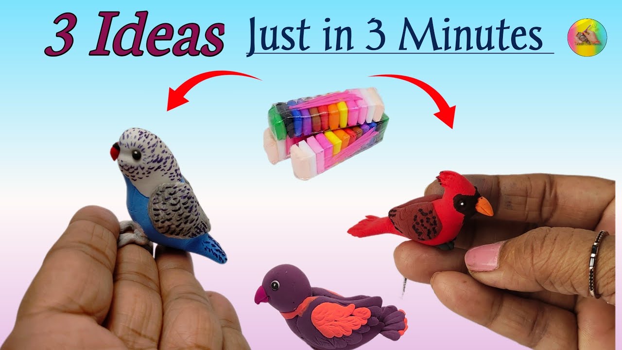 3 DIY Air dry clay bird  | How to make clay bird sculpture