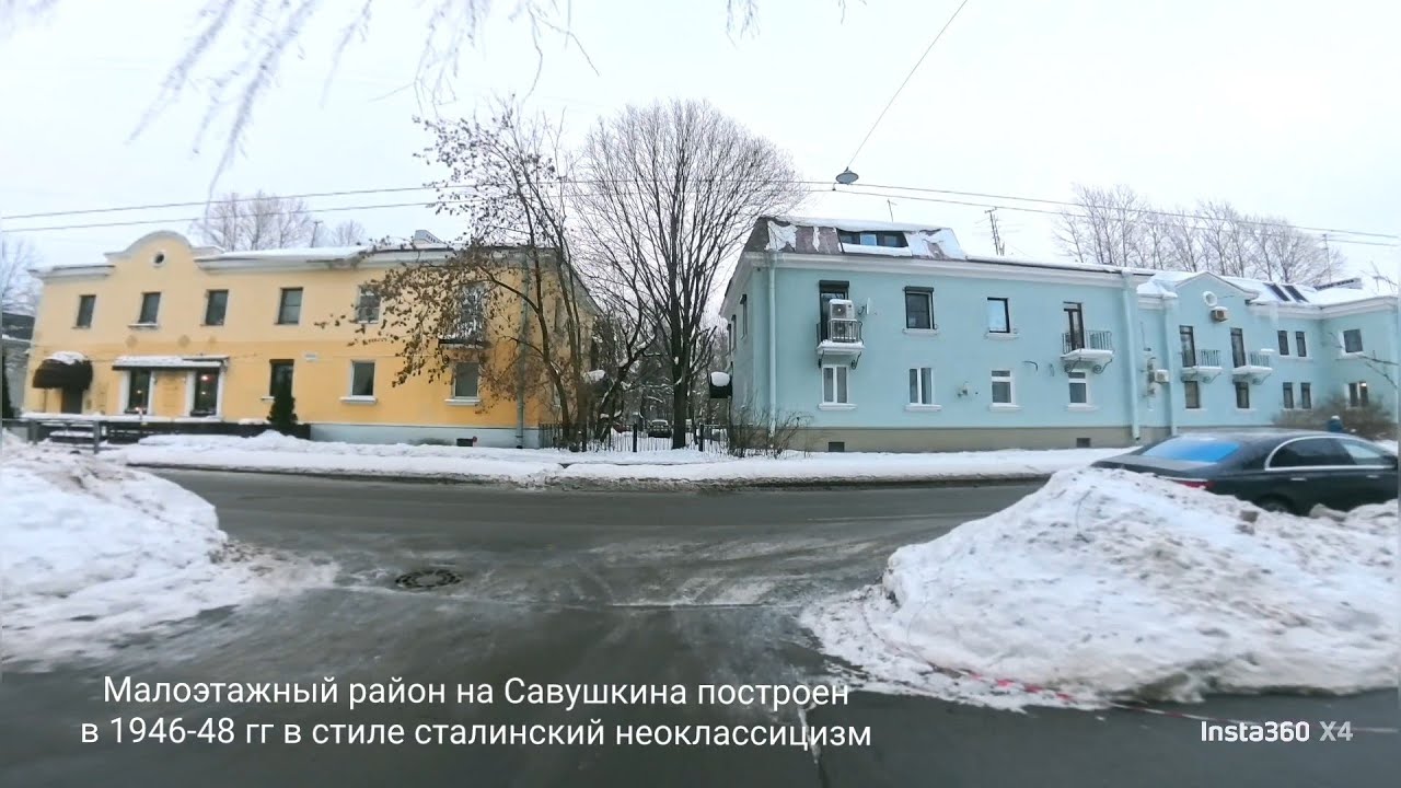 Walking around the area Novaya Derevnya from the Staraya Derevnya to subway station Chernaya Rechka