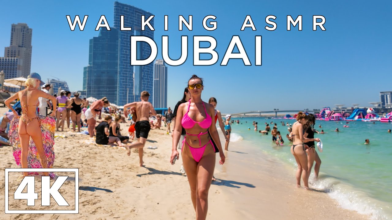 DUBAI [4k] Walking in Amazing Dubai Beach JBR - ASMR