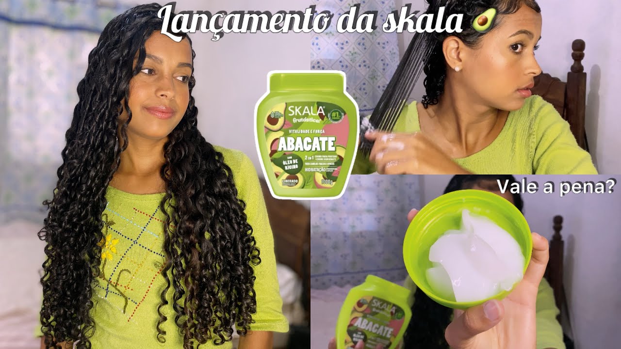 TESTEI O CREME DE ABACATE DA SKALA NO MEU CABELO CACHEADO 🥑