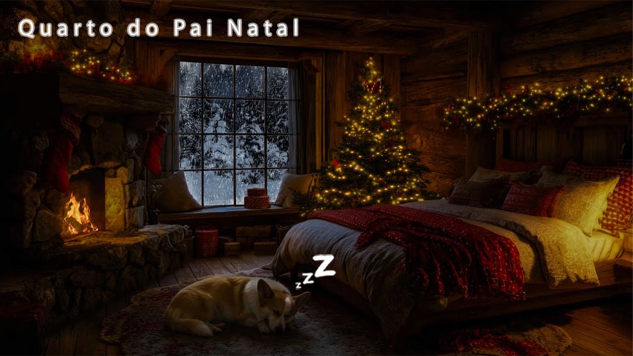 Atmosfera accogliente nella casetta di Babbo Natale | 4 ore di relax davanti al camino in inverno