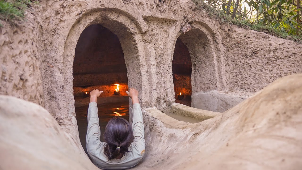Enjoy a Peaceful Bath, Build her Own Underground Swimming Pool Tunnel Using Basic Ancient Skills
