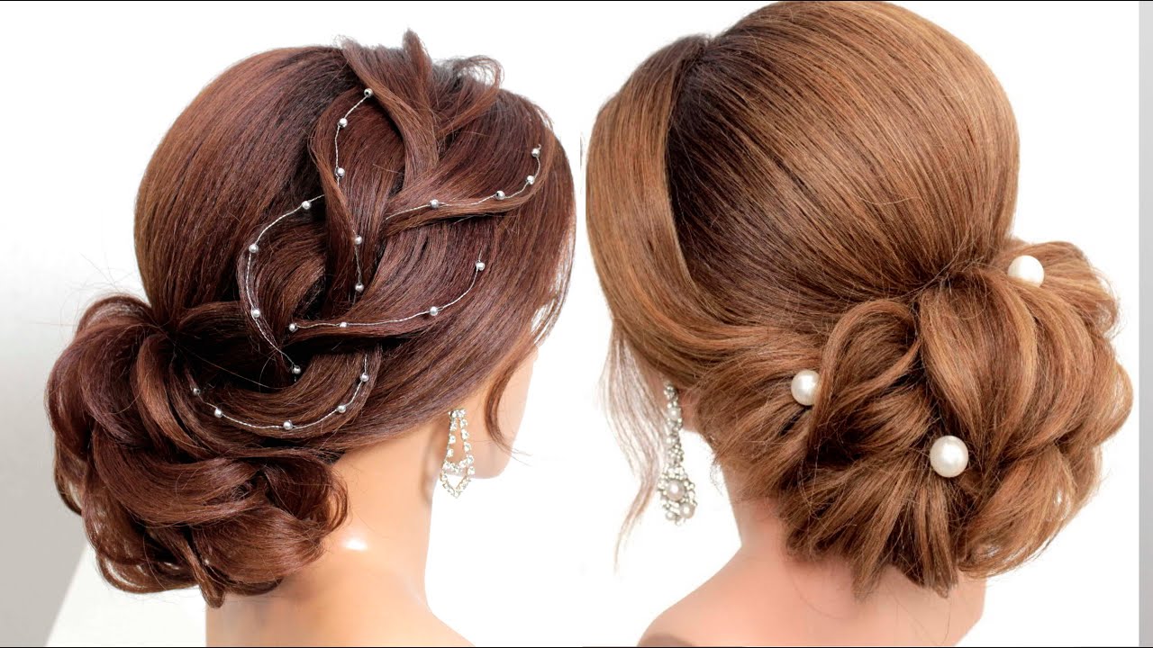 2 Braided low bun.Wedding Hairstyles For Long And Medium Hair. Elegant Bridal Updos.