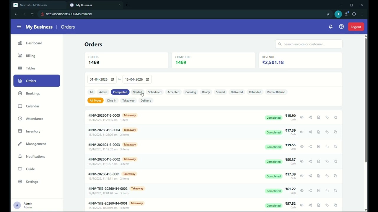 MuulOrigin Orders & Invoices Dashboard | Manage Sales, Filter by Status & Track Revenue in Real-Time