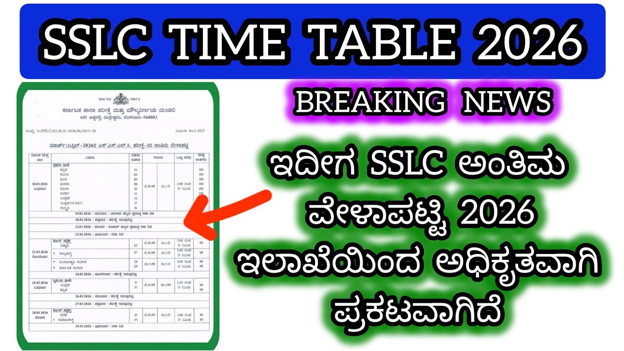 sslc time table 2026 | sslc final exam timetable 2026 | sslc timetable 