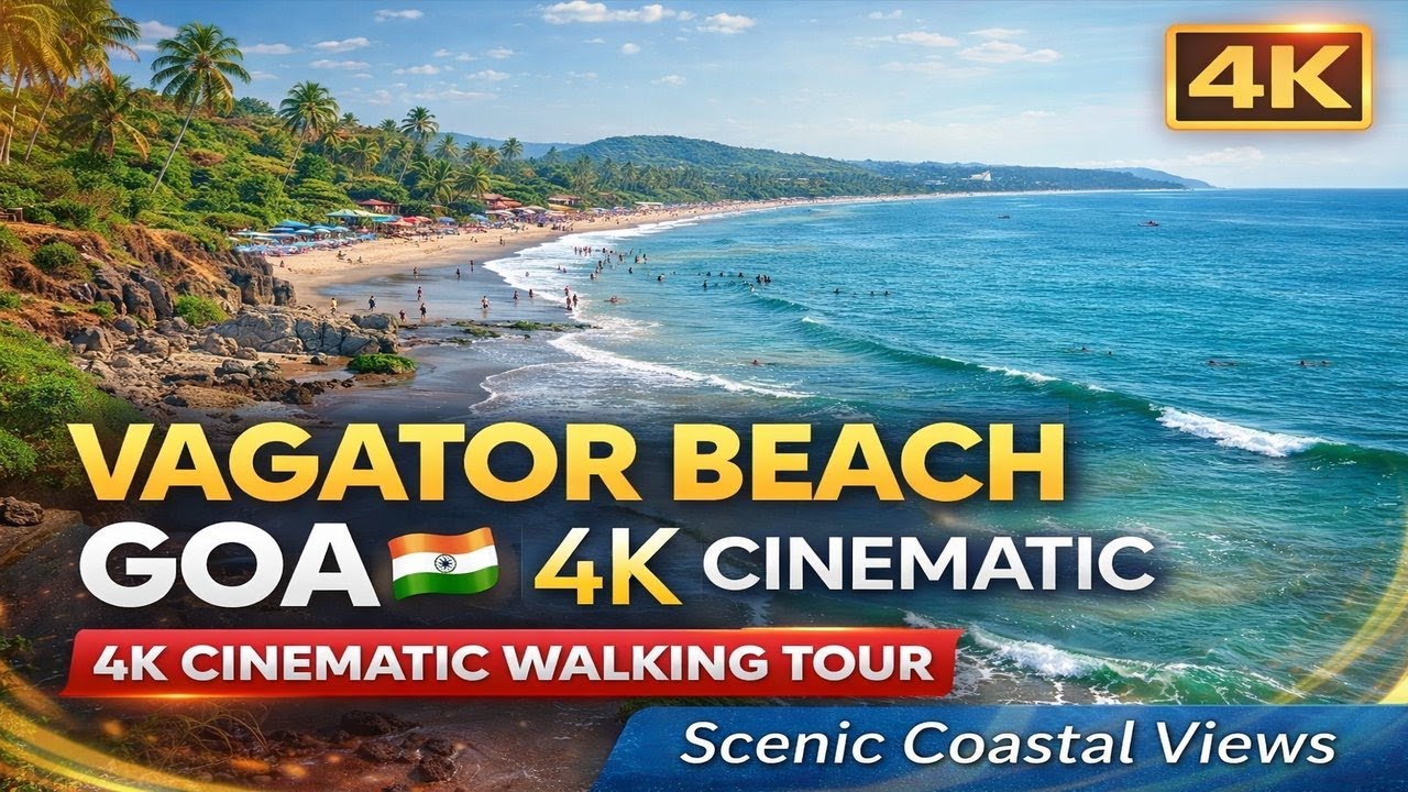 Vagator Beach Goa 🇮🇳 | 4K Cinematic Walking Tour | Scenic Coastal Views