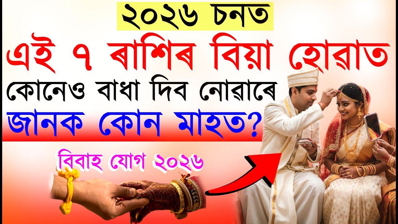 ২০২৬ চনতএই ৭ ৰাশিৰ বিয়া হোৱাত কোনেও বাধা দিব নোৱাৰে 🎉 জানক কোন মাহত? বিবাহ যোগ ২০২৬ | AB SmartTips