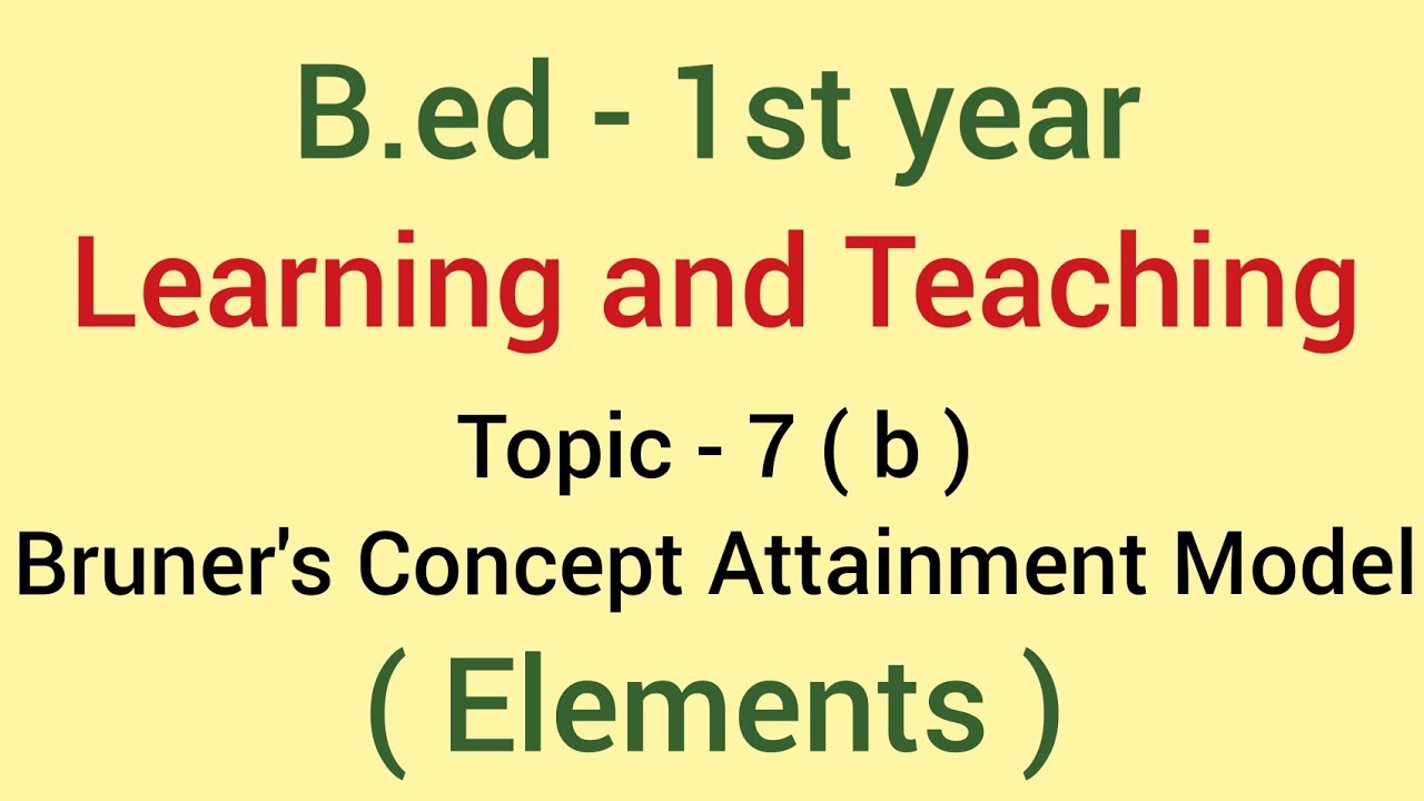 Elements of Bruner's concept attainment model| Topic-7(b) | Learning and Teaching|b.ed
