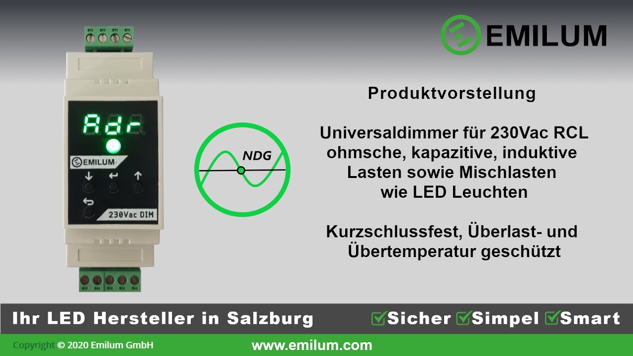 Universaldimmer 230Vac für alle Lasten R C L sowie LED Lasten