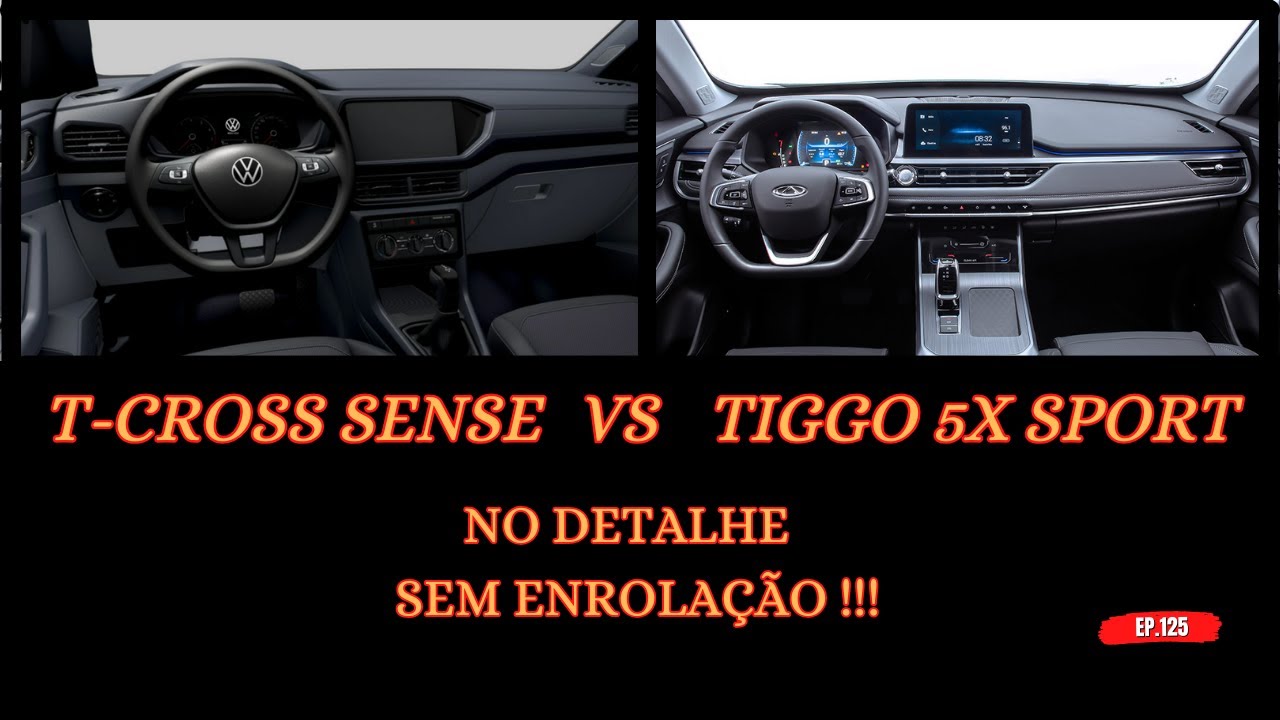 COMPARATIVO ENTRE CAOA CHERY TIGGO 5X SPORT E VOLKSWAGEN T-CROSS SENSE  #caoachery #volkswagen