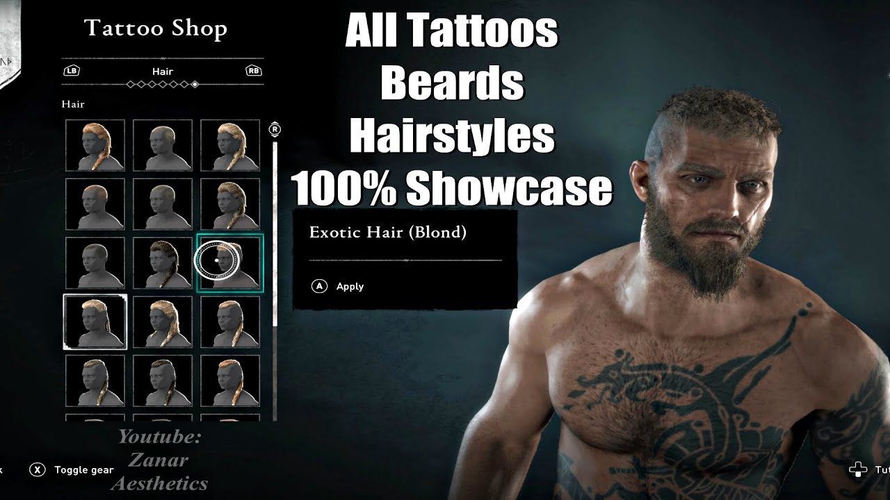 Assassin's Creed Valhalla ALL Tattoos Hair and Beards (All Customization Options 100%) 4K HD