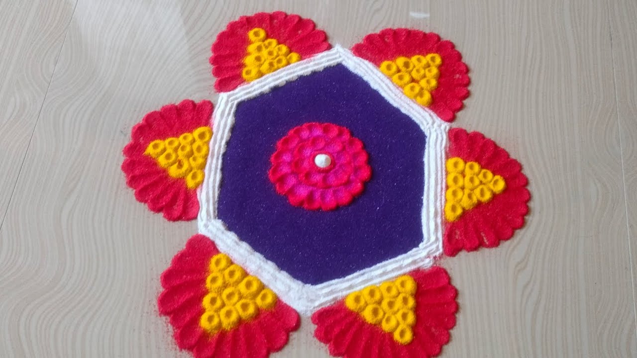 Creative and elegant rangoli 🤩. #youtubevideo #easyrangoli #rangolidesigns 