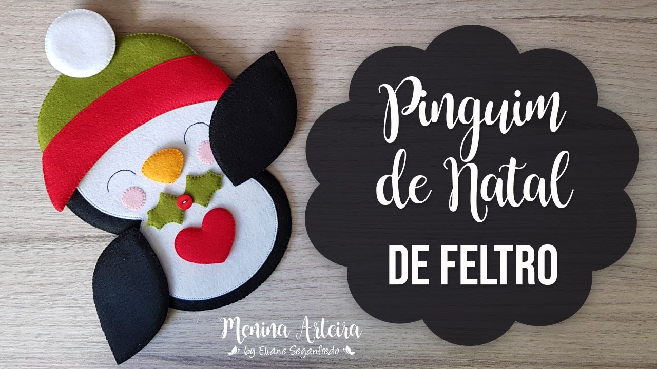 Pinguim de Natal em Feltro - Brinquedos Educativos - Enfeites de Natal
