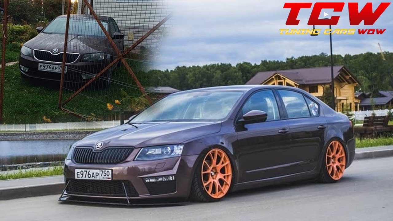 Skoda Octavia 3 RS Look Bagged on Gold Rims Before and After