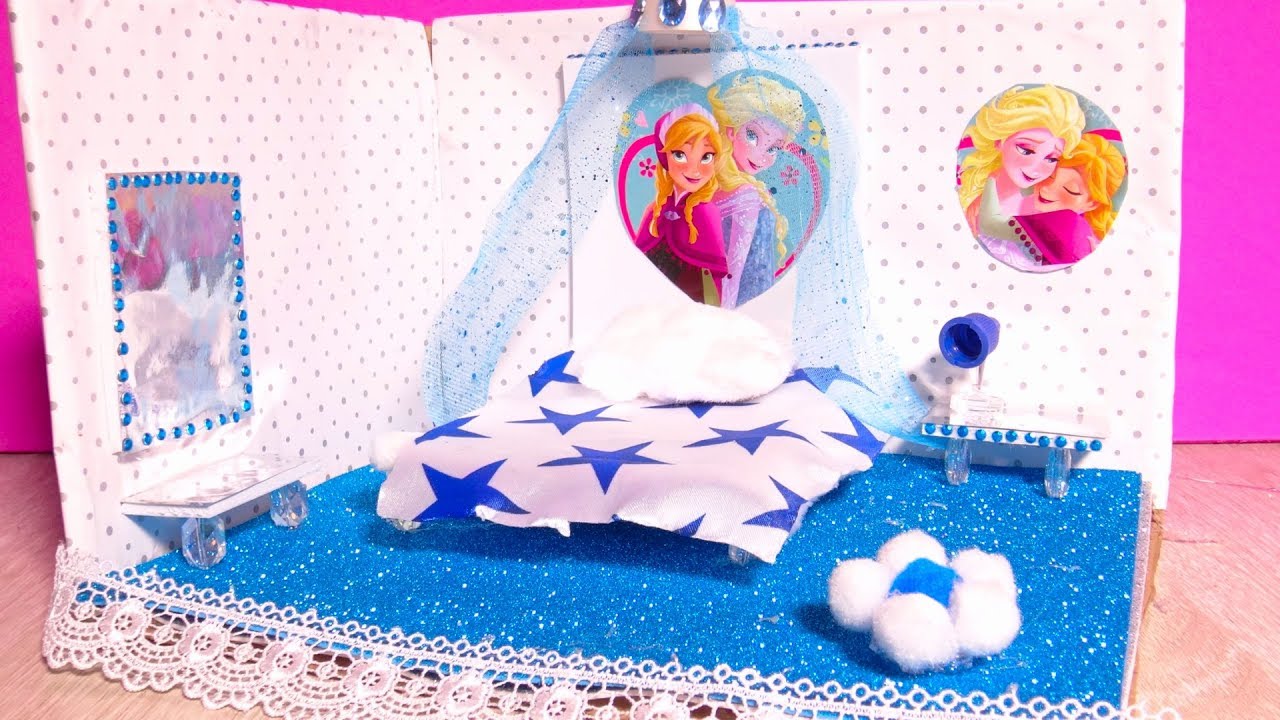 DIY Miniature Dollhouse Room | Princess Frozen Bedroom Morning Routine