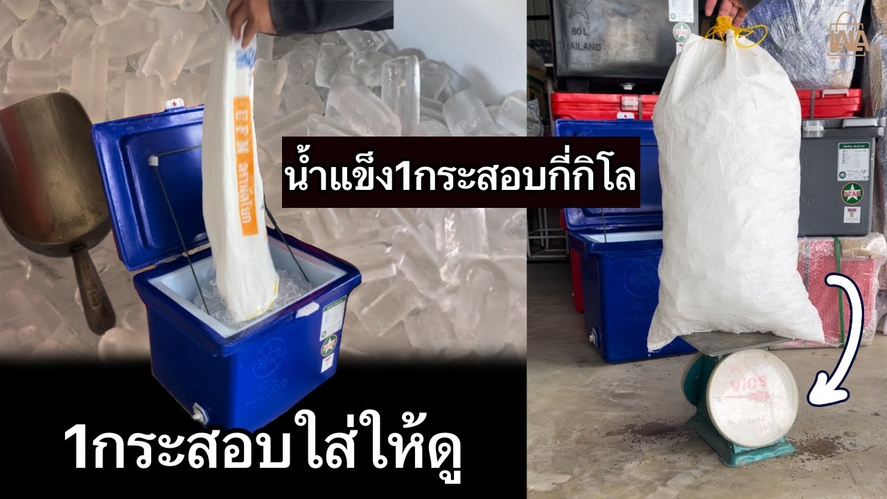 ถังแช่ น้ำแข็ง1กระสอบใช้ถังแช่กี่ลิตร ? ชั่งน้ำแข็งให้ดูพร้อมใส่ให้ดูเลย! | lalashopth