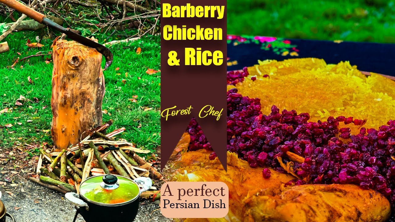 Traditional Persian Barberry Rice with Chicken | Outdoor Cooking in Nature
