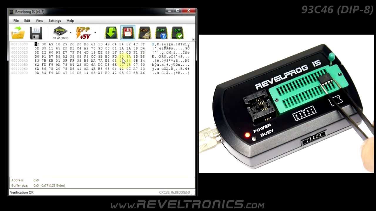 93c46 EEPROM programming with REVELPROG-IS usb