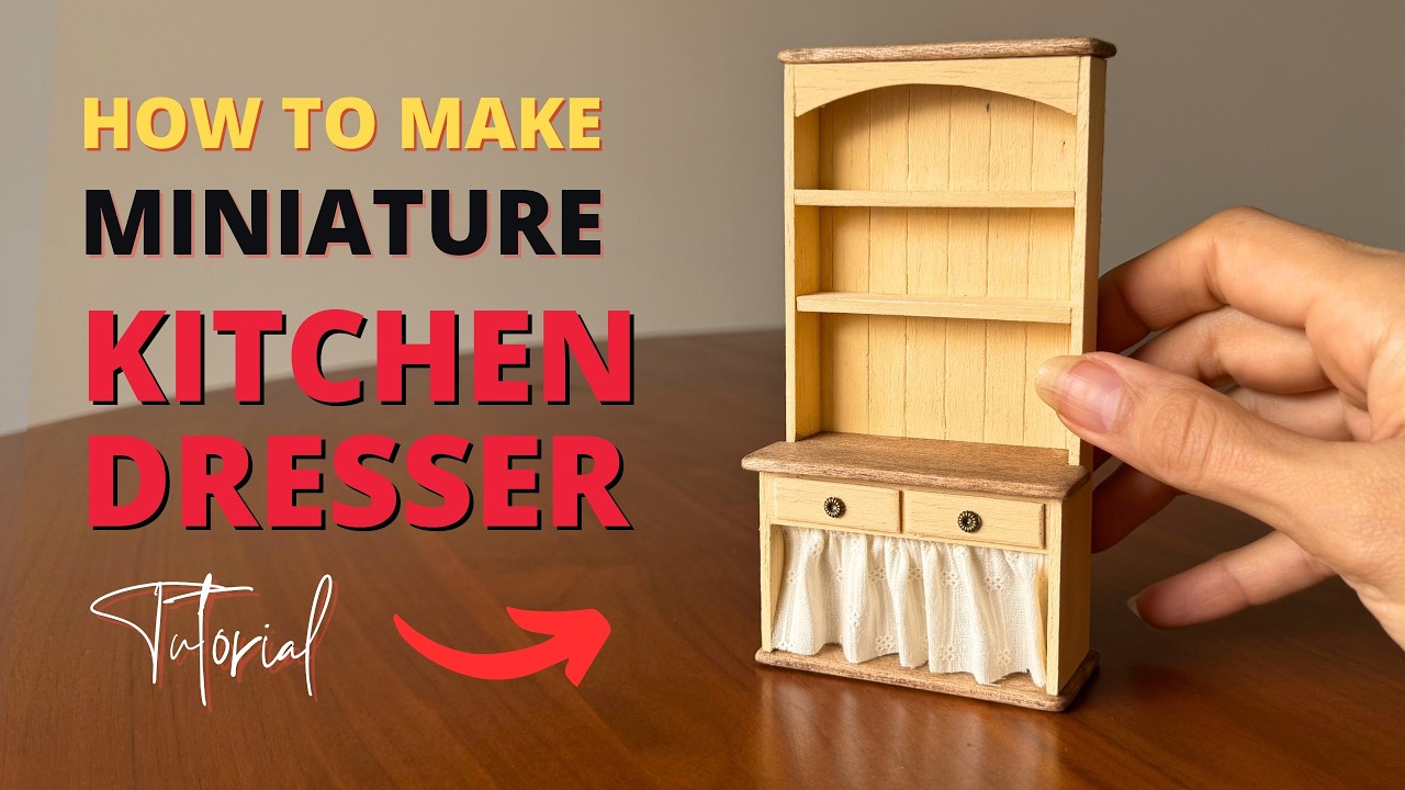 How to make Dollhouse Kitchen Dresser | Tutorial | Dollhouse miniature