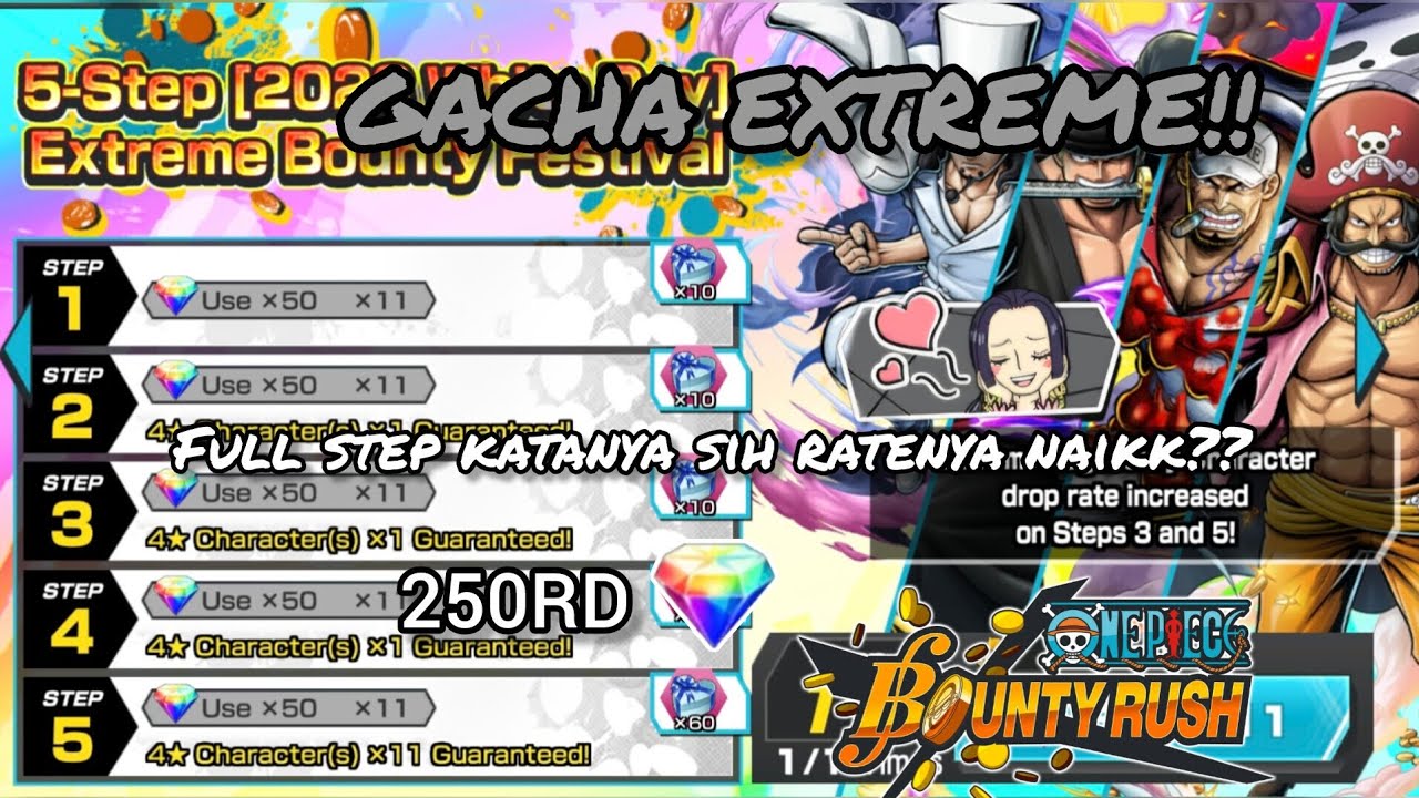 HOKI LANGSUNG DI KASIHH EX !!! GACHA 5EXTREME RATE NYA NAIK KAH ????  |ONE PIECE BOUNTY RUSH    