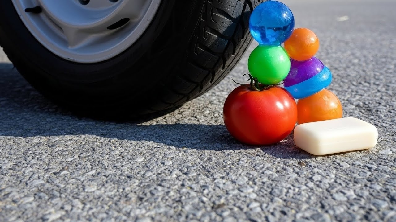 Crushing Crunchy & Soft Things by Car! – Soap, Tomato, Water Balls and More!