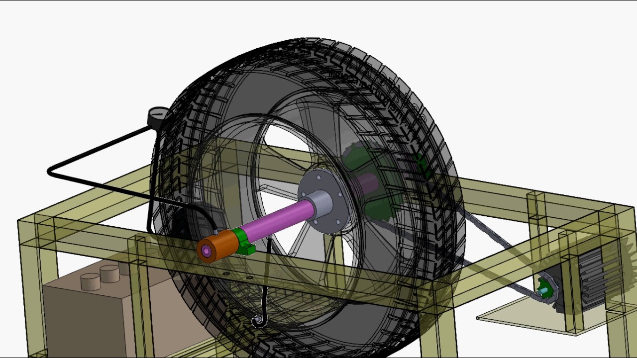 SolidWorks Animation for Test bench of Air filling into tires during rotation
