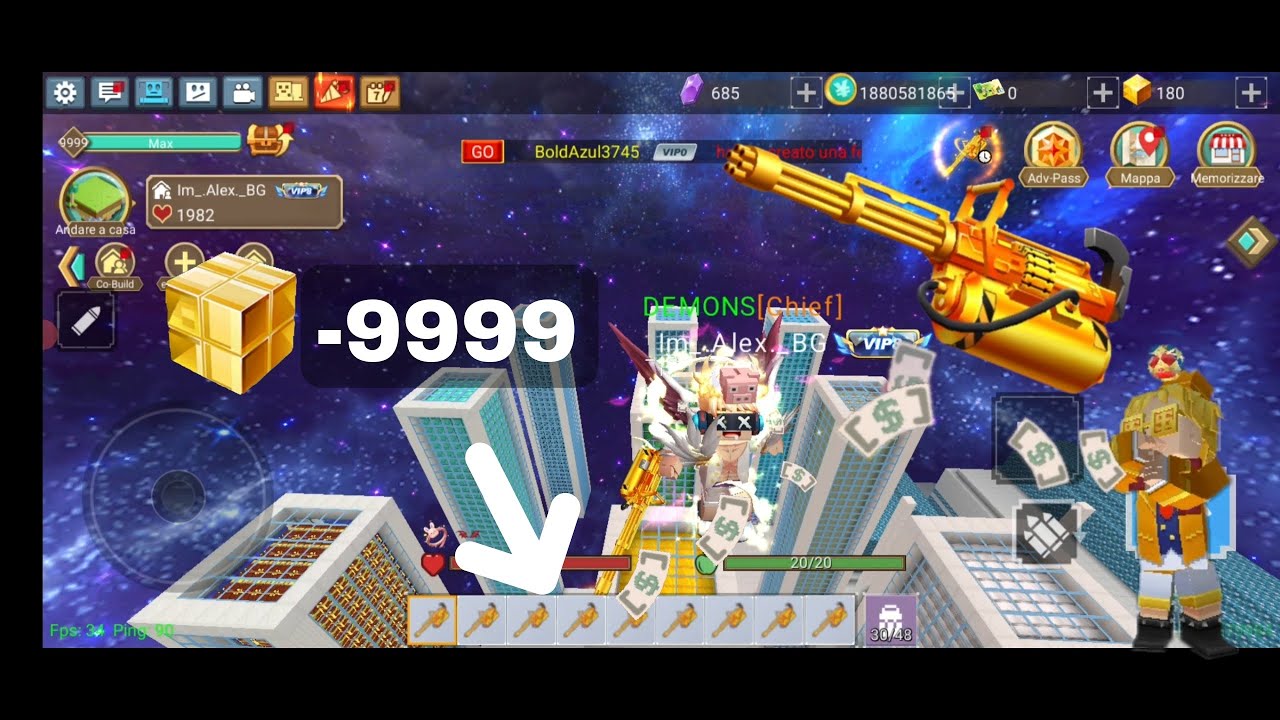 Rip my gcubes for gold gatlin gun BlockManGo SkyBlock