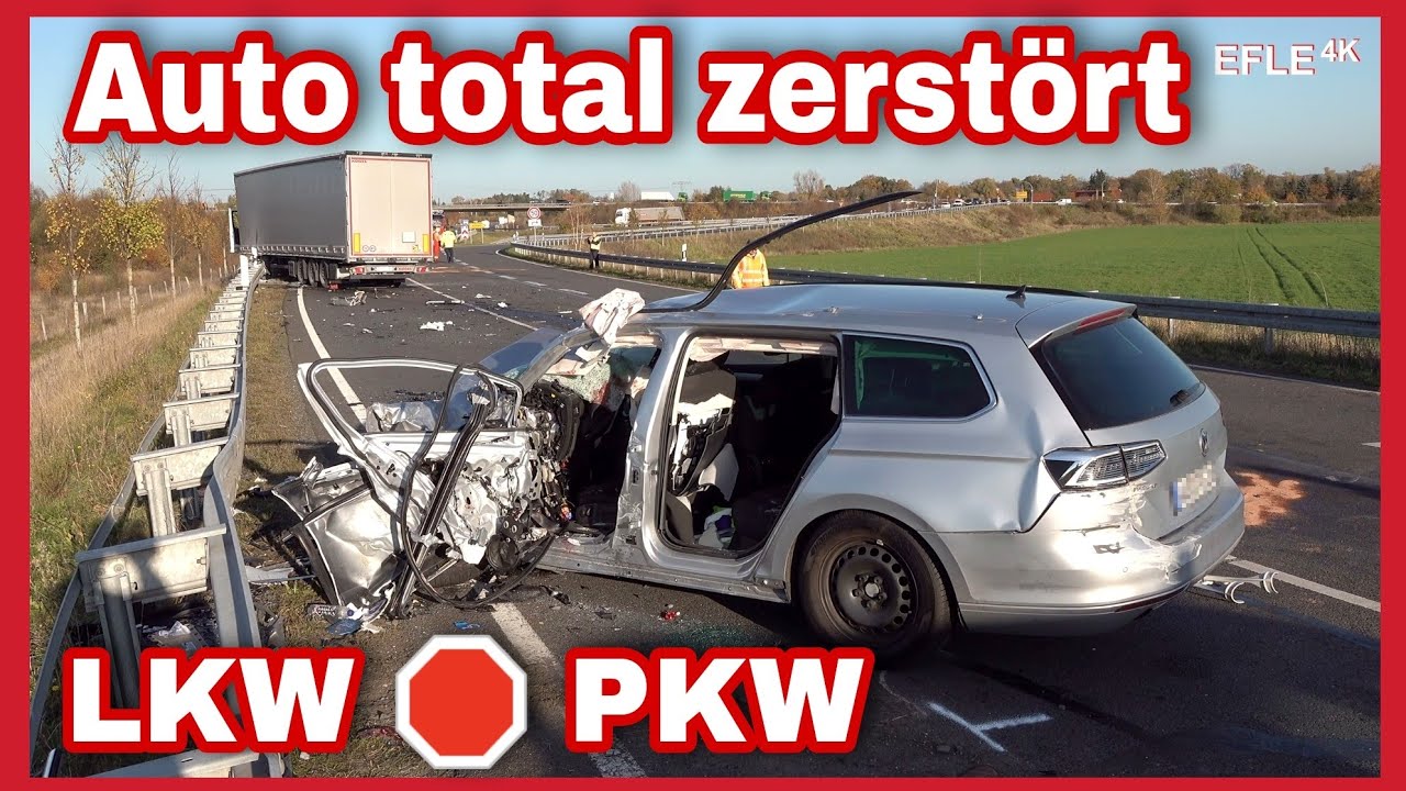 Tödlicher Verkehrsunfall auf B87 bei Eilenburg ❌️ PKW nach Zusammenstoß mit LKW total zerstört 🚚🚙