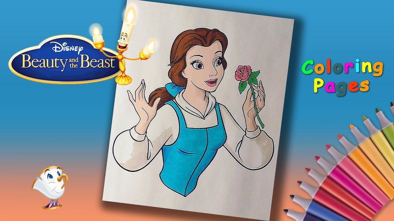 Coloring Pages Disney Princess Belle l Drawing Pages To Color For Kids l Rainbow Colors