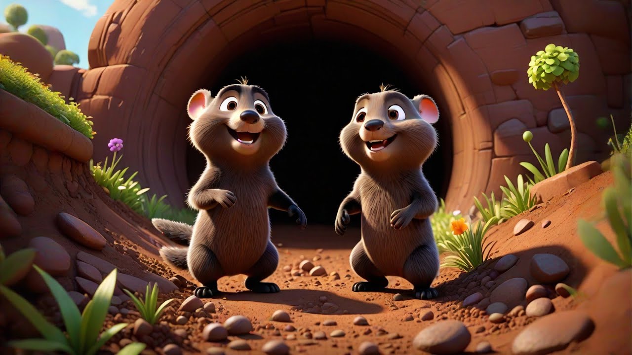 Two Squeaky Moles Dig and Giggle | Fun Animal Counting Song for Kids | Mole Nursery Rhyme