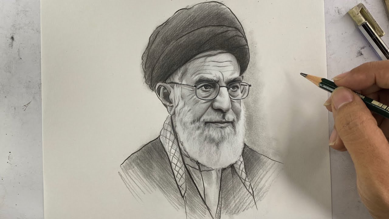 Drawing the Supreme Leader of Iran in Pencil - Ali Khamenei