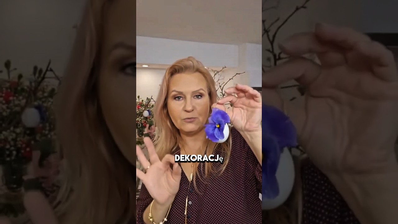 DIY Wiosenne wiszące ozdoby na gałązki skorupki z bratkami 