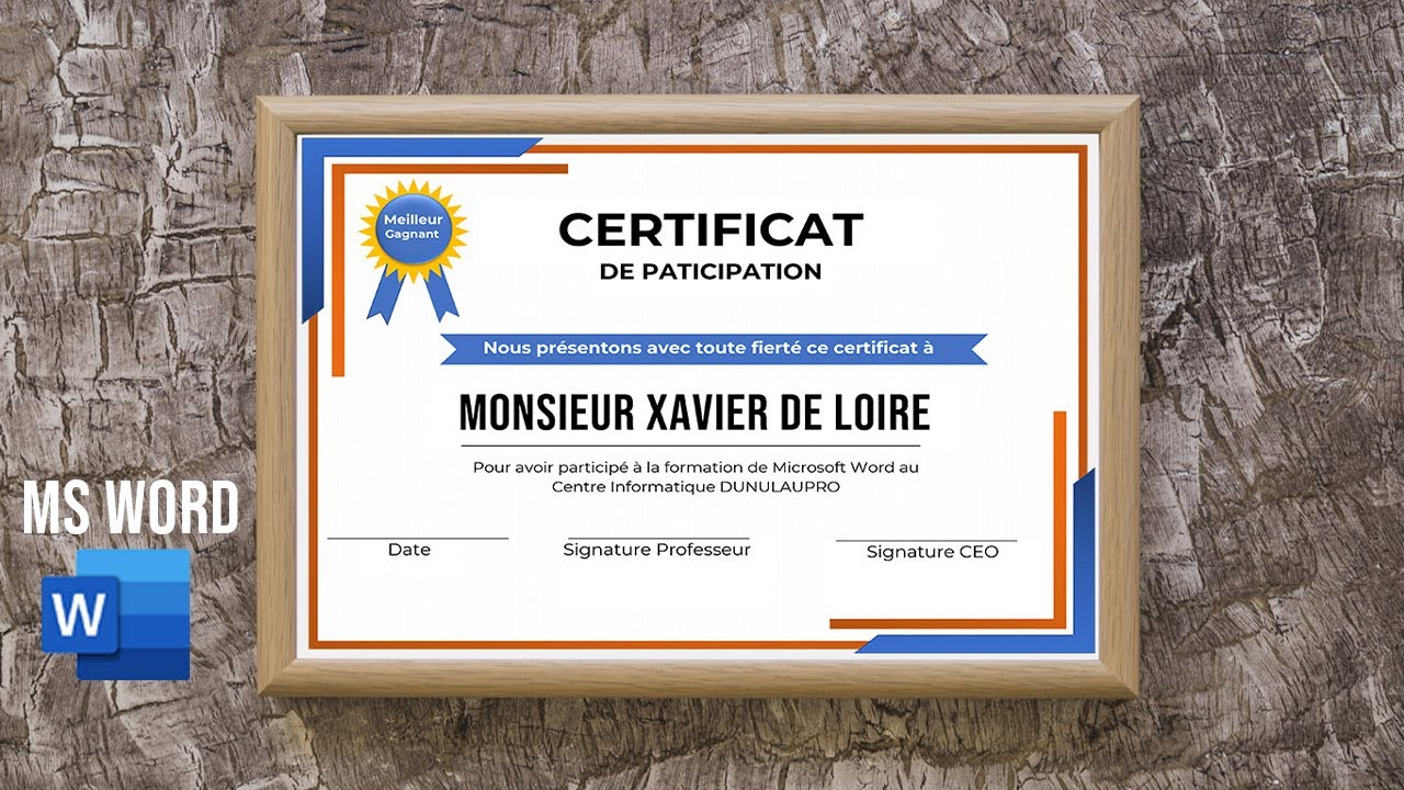 Comment créer un certificat de participation en Ms Word