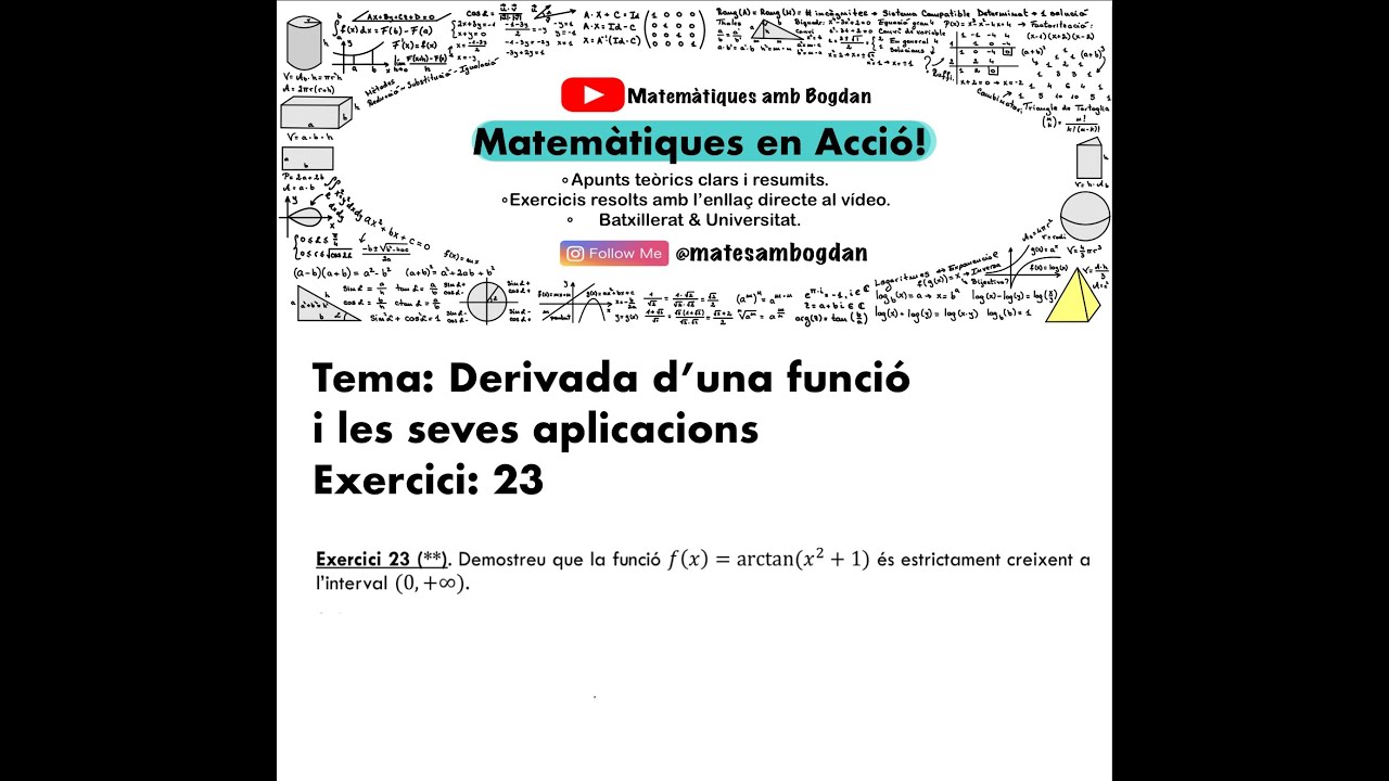 Matemàtiques en Acció - Derivada d'una funció - Monotonia i extrems d'una funció - Exercici 23
