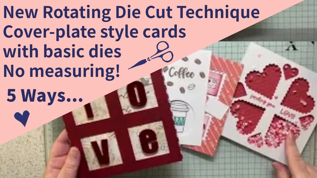 New Rotating Die Cut Technique for Card Making with Basic Supplies on Square cards- 5 Ways