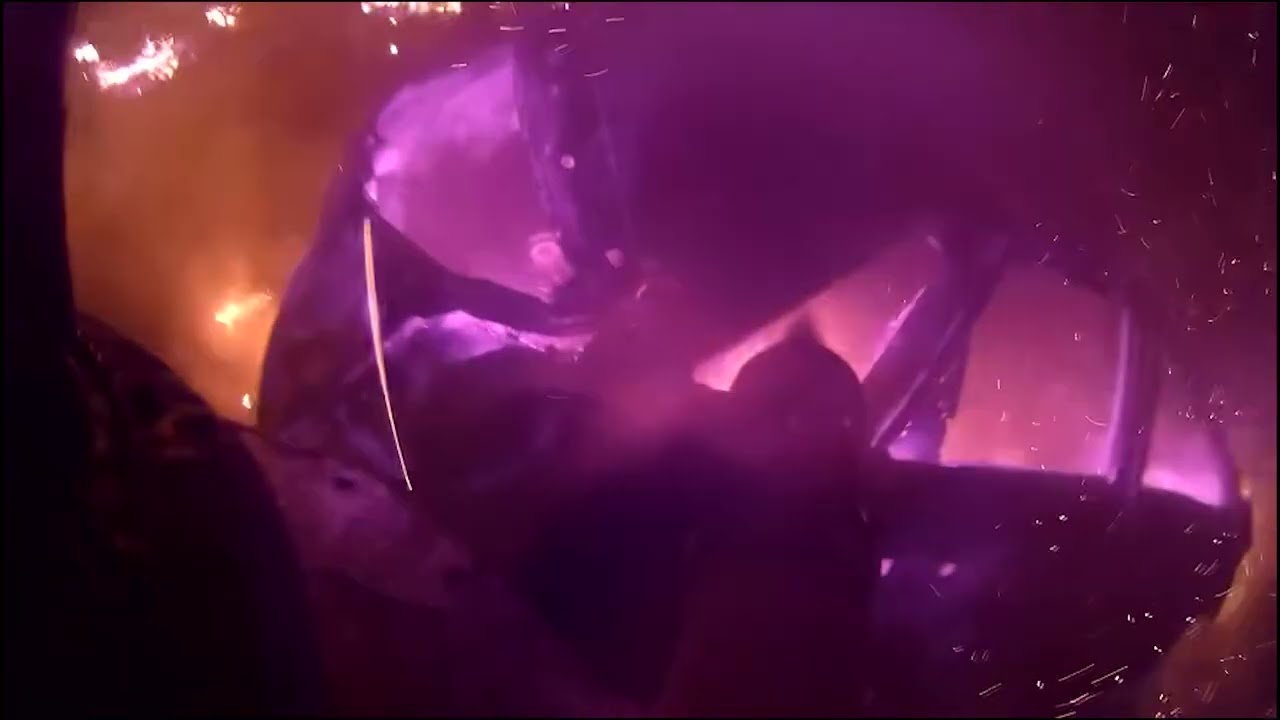 Helmet Cam + Truck Cam: Chatham County Fire Battles Vehicle Fire Threatening the Woodline