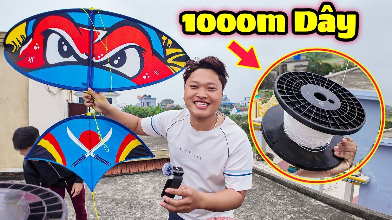 Chơi Lớn Em Trai Thả 1000m Diều 1m2 Bay Trong 10 Phút Nhận 500k