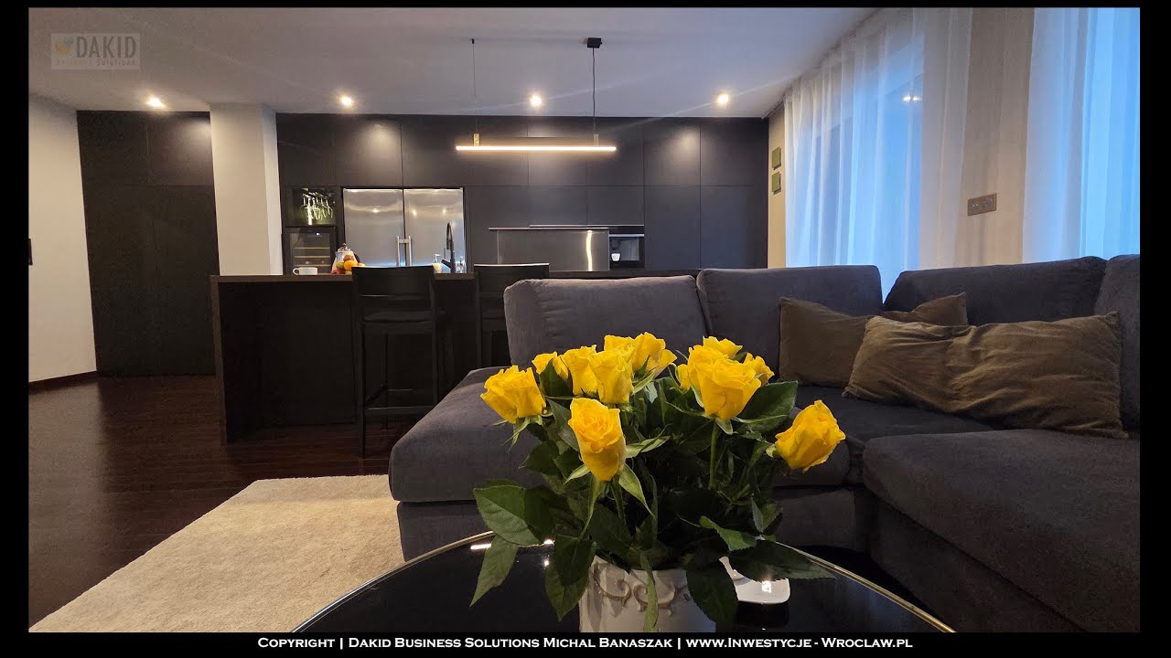 Luksusowy apartament Wrocław Krzyki - Salon 41m2, balkon 22m2. Nowe budownictwo.Tarnogaj ul.Nyska.