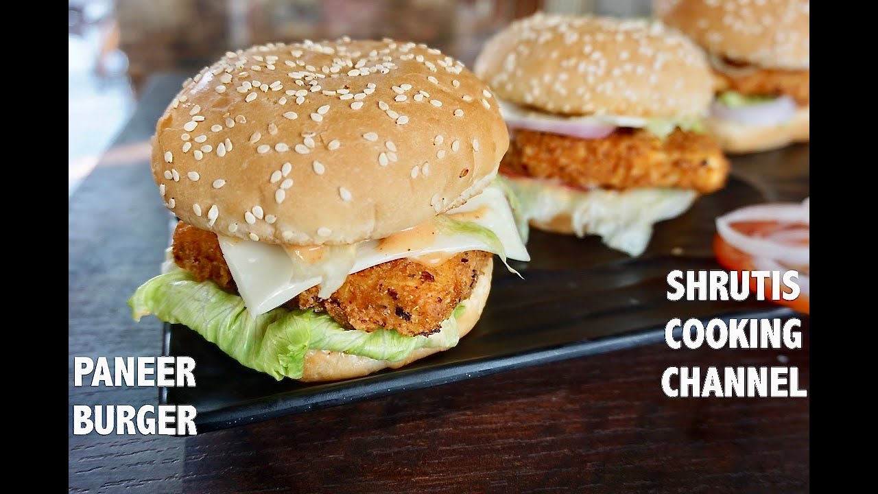 paneer burger recipe | crunchy paneer burger | homemade paneer burger | paneer cheese burger recipe