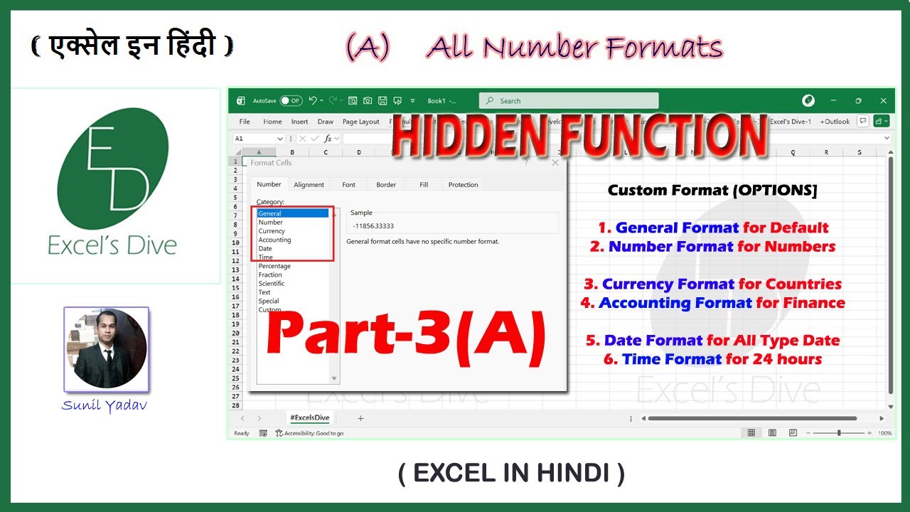 Part_3 (A). All Number Formats - How to use number formats in Excel (Hindi) 