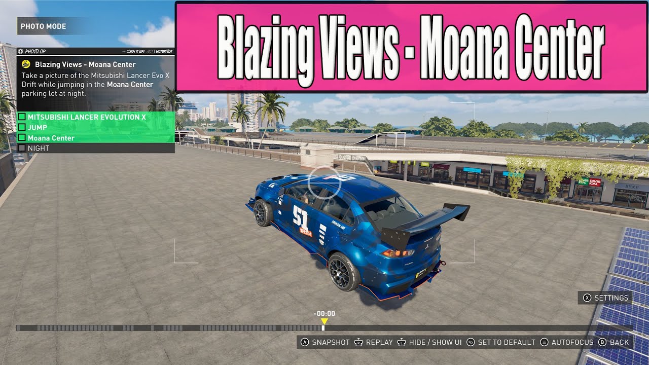 The Crew Motorfest Photo Ops Blazing Views - Moana Center parking