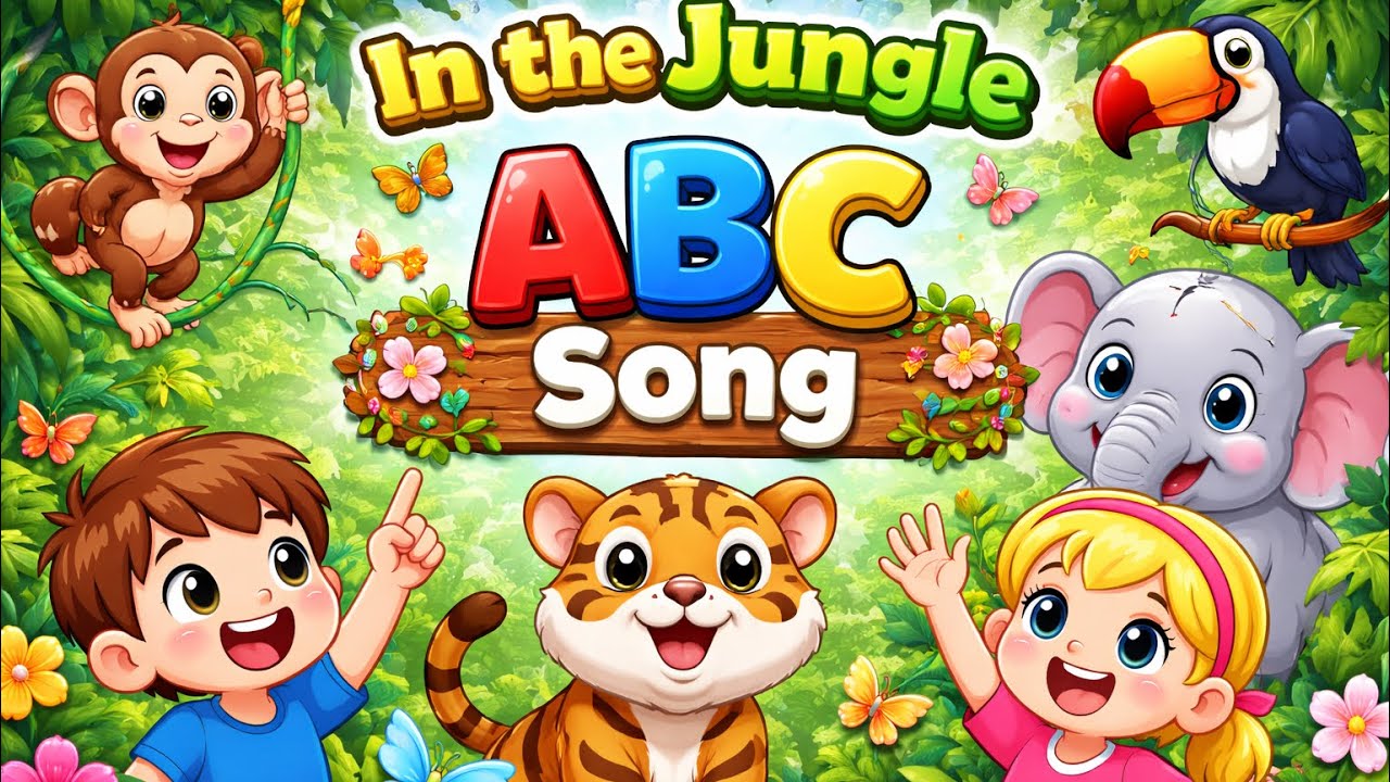 🌈 In the Jungle ABC Colors Song | Learn Letters & Colors with Baby Girl! 🎶🐒