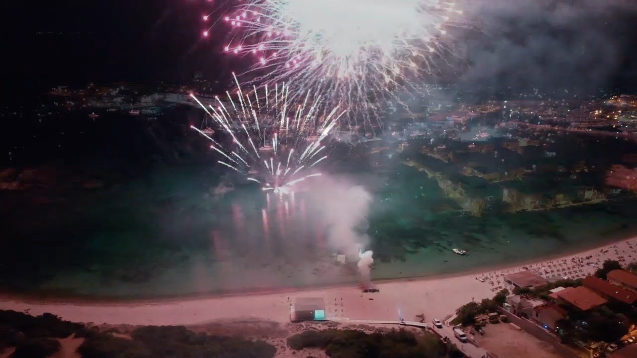 Isola Rossa  Fuochi d'artificio 10 agosto 2022 visti dal drone, DJI mavic2 pro