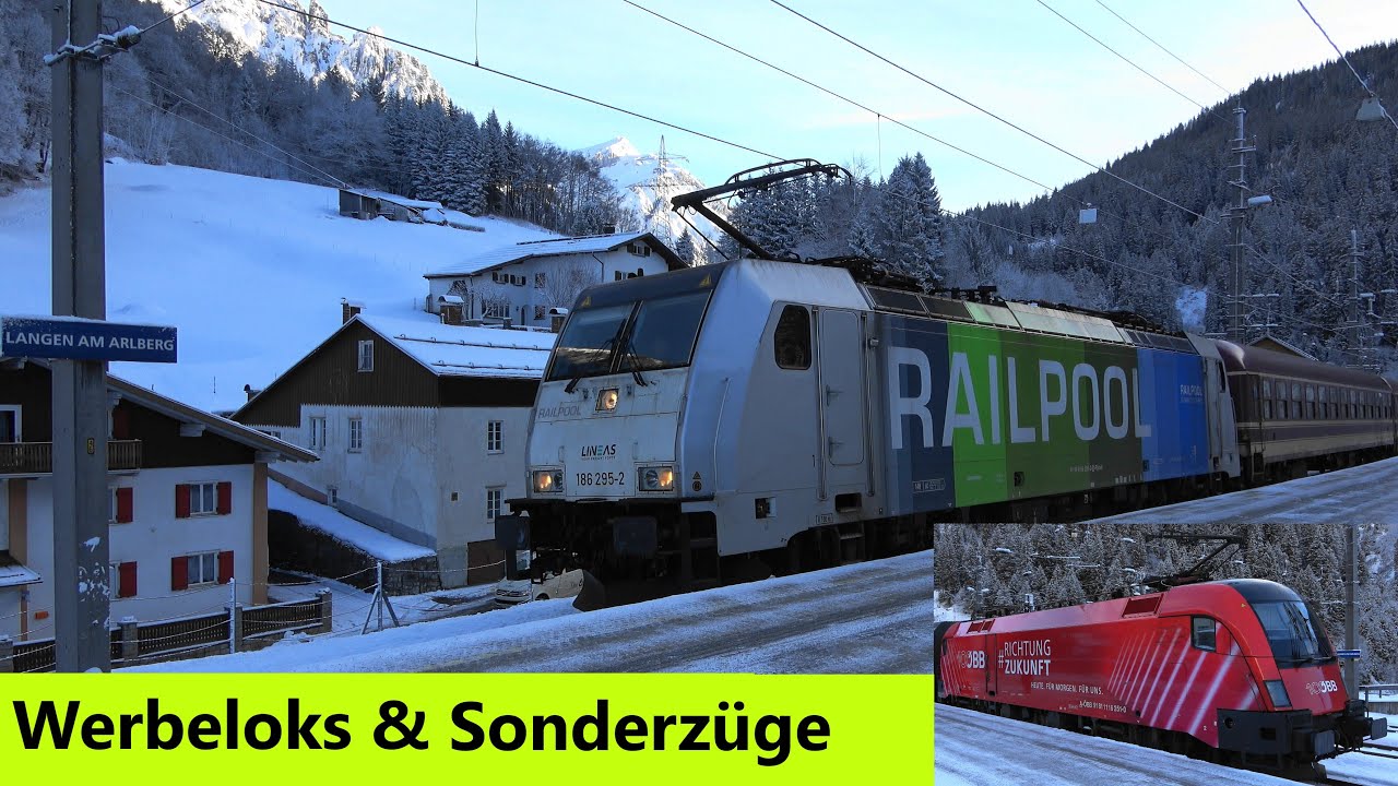 Langen am Arlberg: Werbeloks & Sonderzüge:💯100 Jahre ÖBB Lok, Gösser Lok, Ski Express & REX