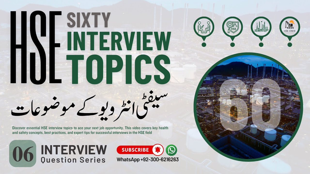 Topics for safety Interview | 60 Topics for safety Officer Interview | Important HSE Topics