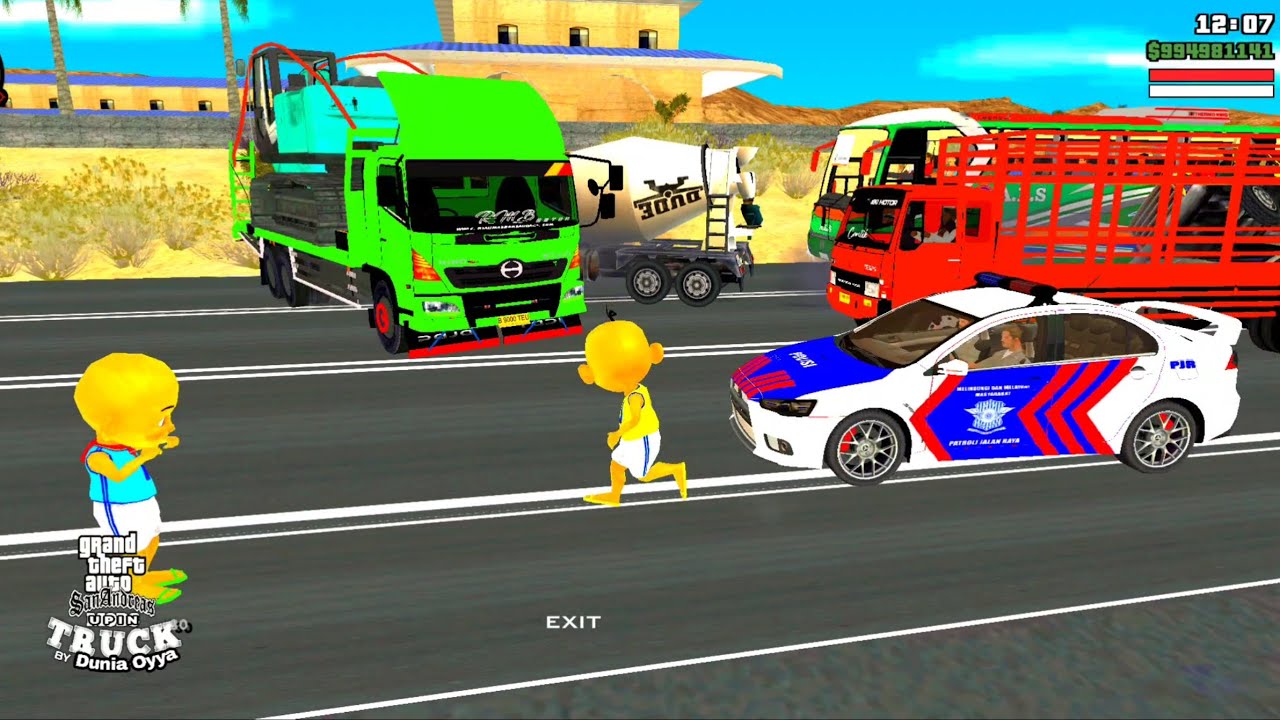 Upin & ipin bawa Lari Truk Tronton Excavator ketemu Mail Kembar tiga di tambang 🤣 Dunia Oyya