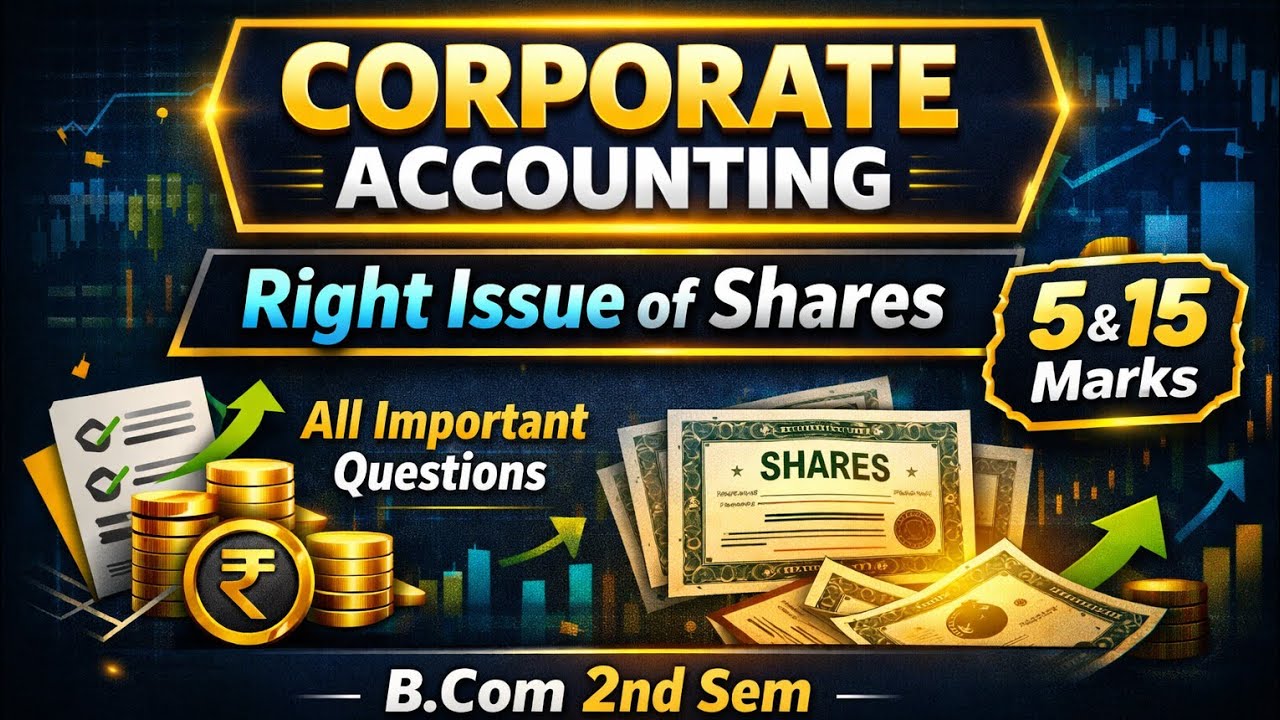 Right Issue of Shares | Corporate Accounting | 5 & 15 Marks | B.Com 2nd Semester | Pu