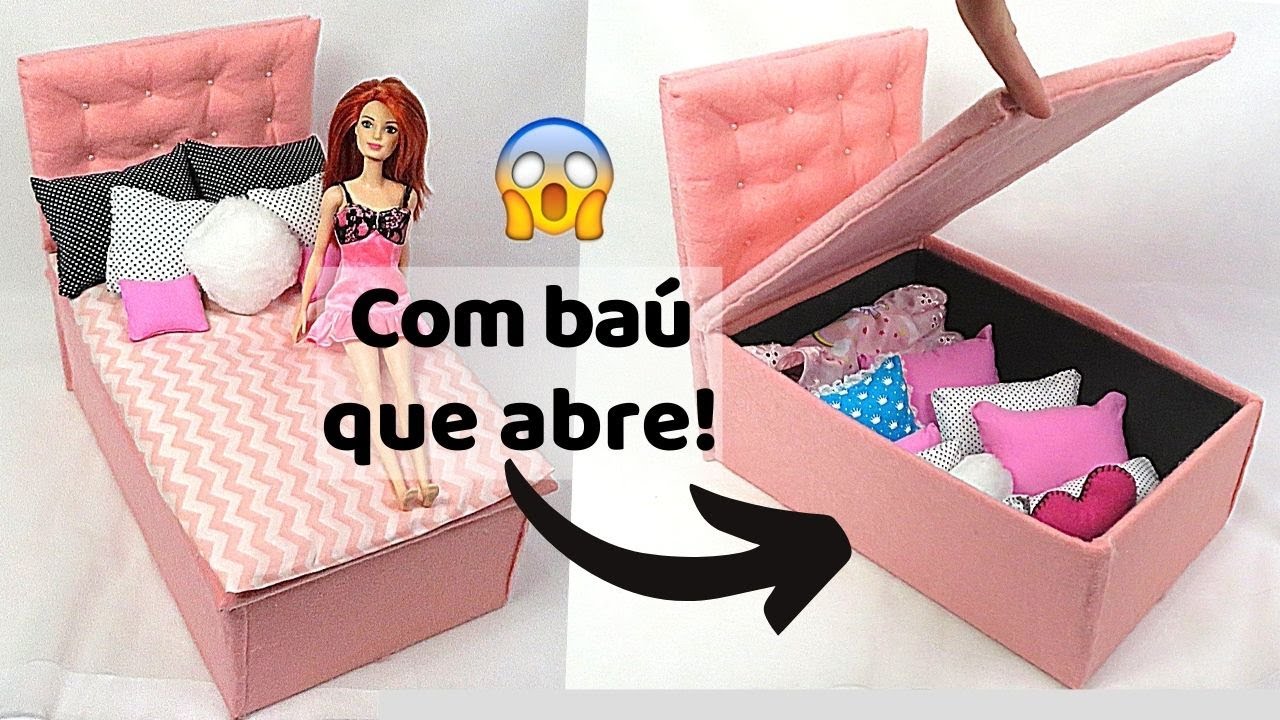 DIY cama box de casal para boneca Barbie, de caixa de sapato (super fácil)  Pricity