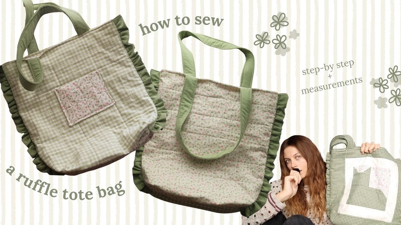 quilted ruffle tote bag sewing tutorial | beginner sewing tutorial